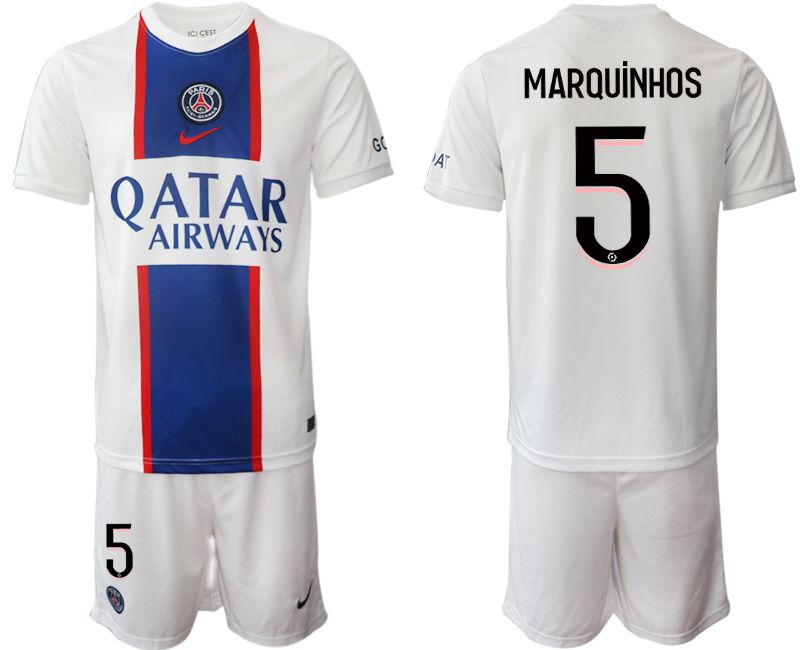 Men 2022-2023 Club Paris St German away white #5 Soccer Jerseys->real madrid jersey->Soccer Club Jersey